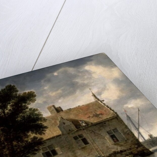 Builders repairing a House by a river by Bonaventura Peeters