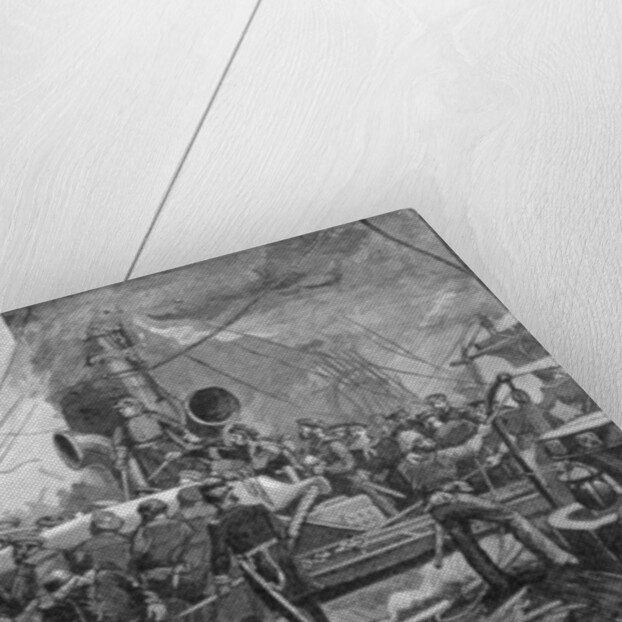 The eleven-inch forward pivot-gun on the 'Kearsarge' in action by Julian Oliver Davidson