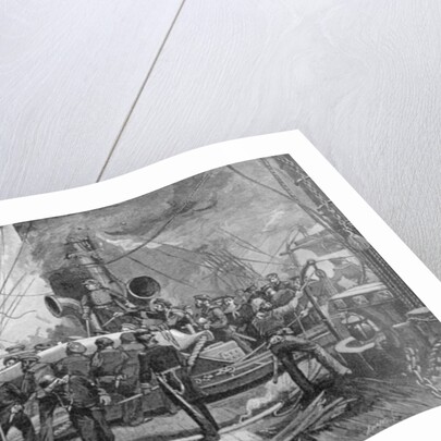 The eleven-inch forward pivot-gun on the 'Kearsarge' in action by Julian Oliver Davidson