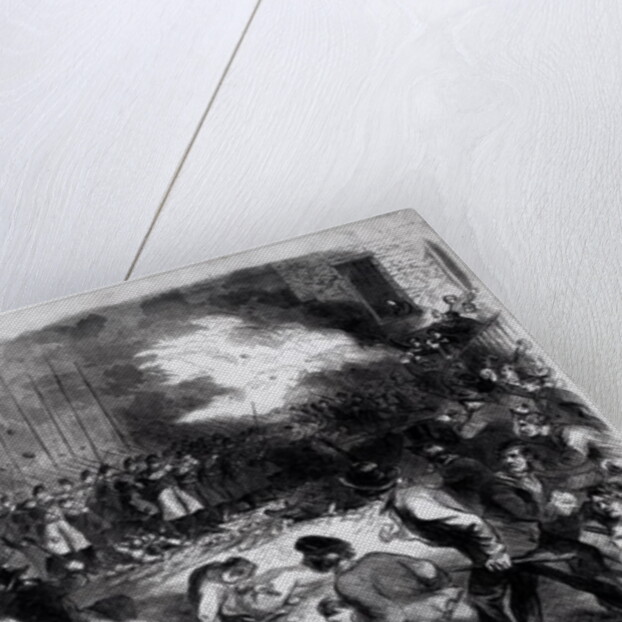 The Sixth Regiment of the Massachusetts Volunteers Firing into the Mob on Pratt Street, While Passing through Baltimore en Route for Washington, April 19th 1861 by American School