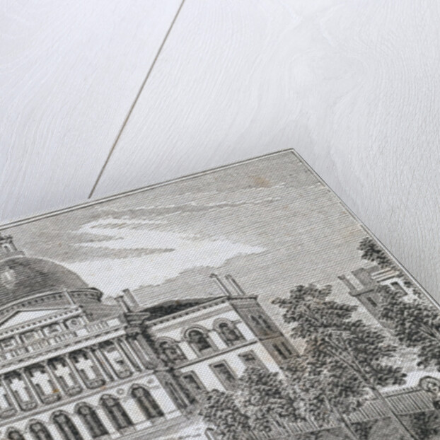 Southern view of the State House in Boston on Beacon Street by American School