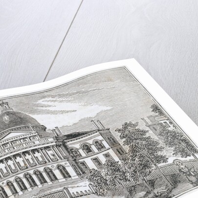 Southern view of the State House in Boston on Beacon Street by American School