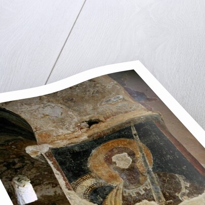 Defaced frescoes in the Church of the Panayia by Greek Greek