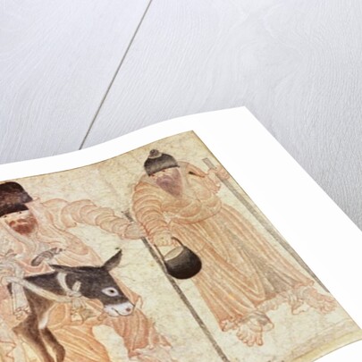 Mongolian Nomads with a Donkey by Artist Unknown