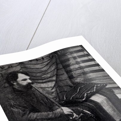 Hamlin Garland in his Cheyenne Teepee Smoking a Peace Pipe by Anonymous