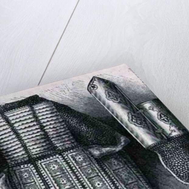 Indian panoply consisting of helmet, tunic, gauntlets and shoes from Bhuj by English School