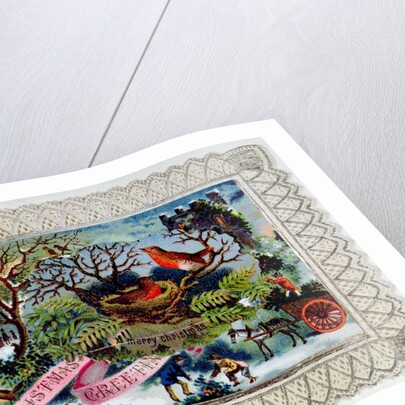 A Christmas Greeting, Victorian postcard by English School