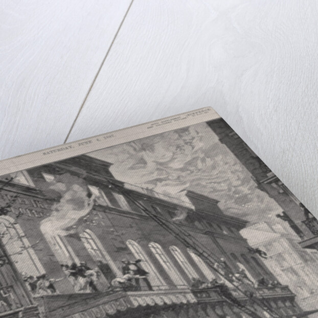 Burning of the Opera Comique in Paris, Scene in the Rue de Marivaux: Firemen Saving People at the Windows by English School