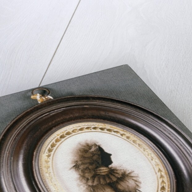 Silhouette of a lady, painted on convex glass, by Mrs Isabella Beetham, late 18th century by English School