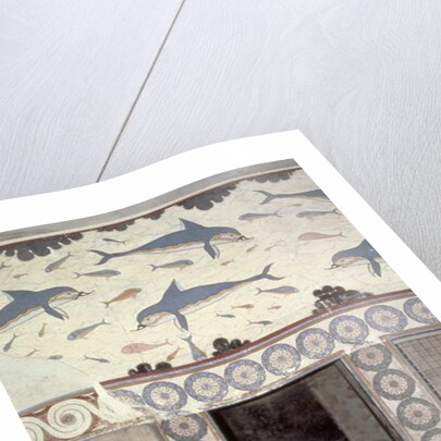The Dolphin Frescoes in the Queen's Bathroom, Palace of Minos, Knossos, Crete, 1600-1400 BC by Minoan Minoan