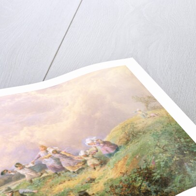 Children Running Down a Hill by Myles Birket Foster