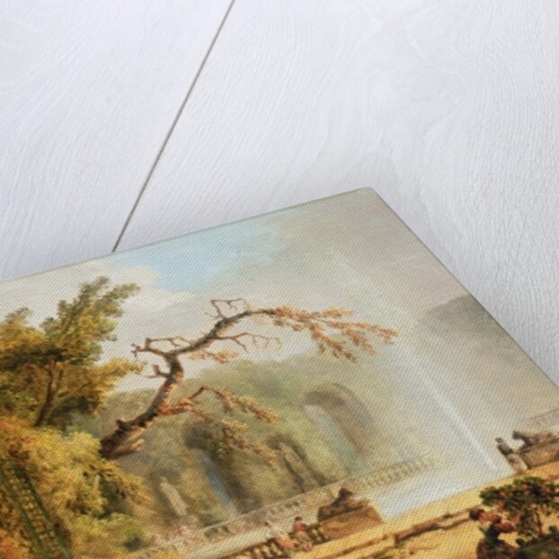 Romantic garden scene by Hubert Robert