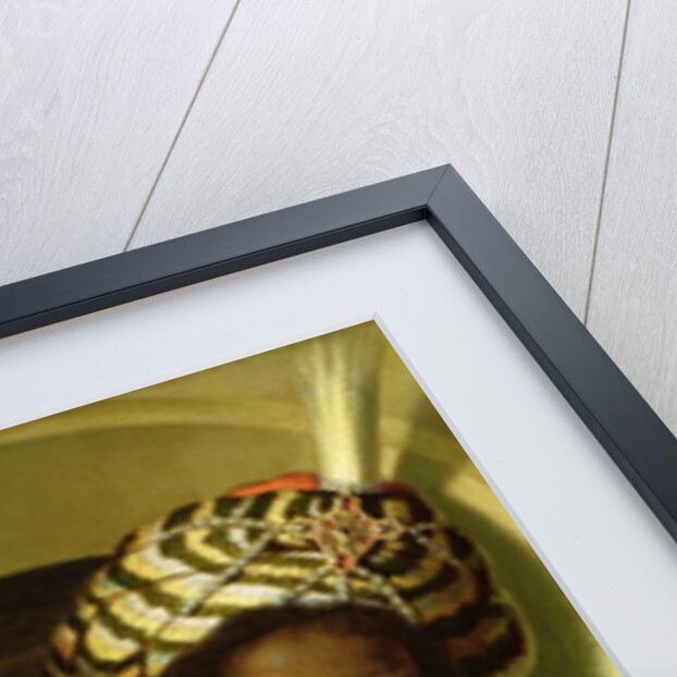 Portrait of a Moor holding a flag at a window by Bartholomaus Maton