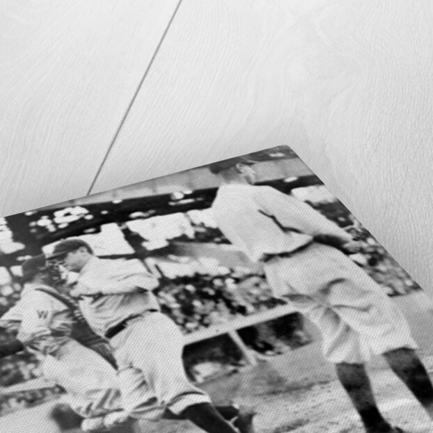 Babe Ruth crossing the plate after making his first home run of the season today, 21st April 1924 by Anonymous