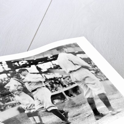 Babe Ruth crossing the plate after making his first home run of the season today, 21st April 1924 by Anonymous