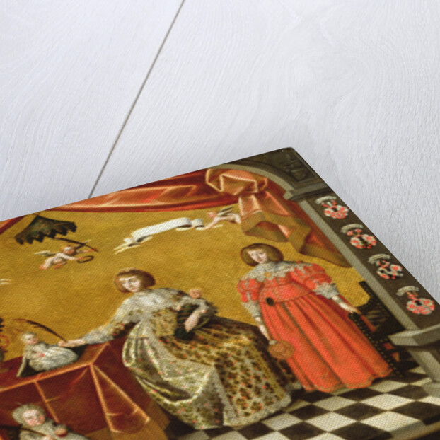 A Family Group Portrait with coats of arms by August Erich