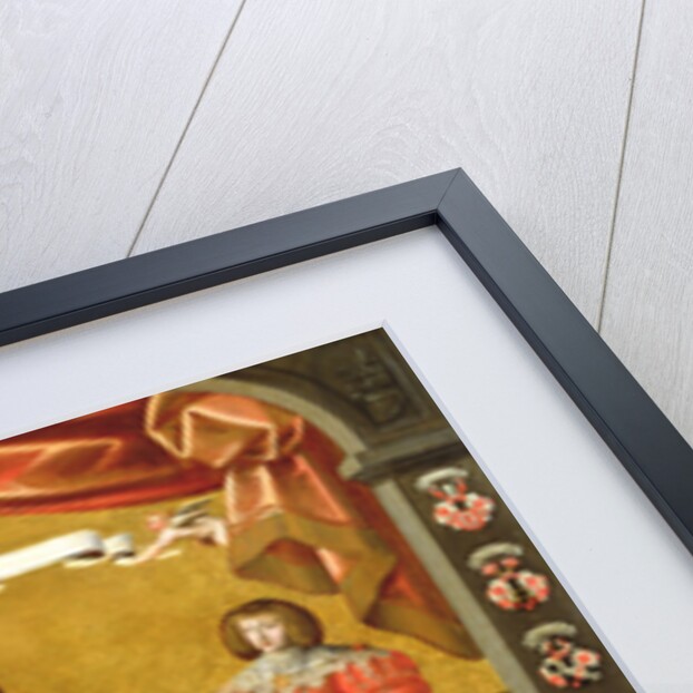 A Family Group Portrait with coats of arms by August Erich