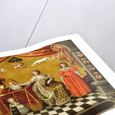 A Family Group Portrait with coats of arms by August Erich