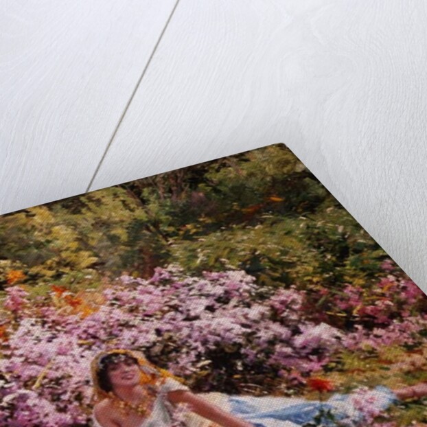 Algerian beauty in a lilac field by Leon Louis Tanzi