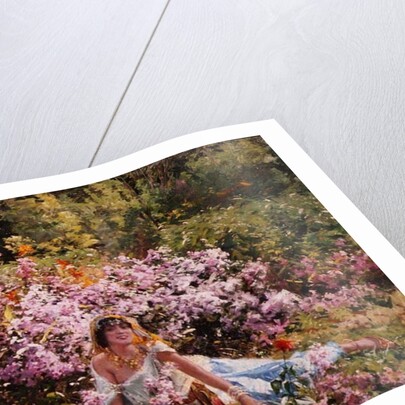 Algerian beauty in a lilac field by Leon Louis Tanzi