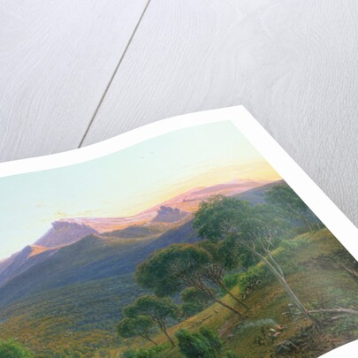 Aborigines by a Fire before Mount William as seen from Mount Dryden in the Grampians, Victoria, 1892 by Eugen von Guerard