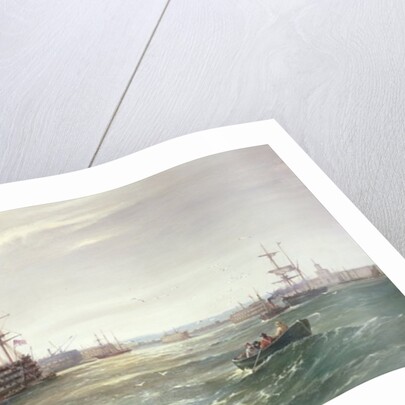 Portsmouth Harbour: HMS 'Victory' among the Hulks, 1892 by Robert Ernest Roe