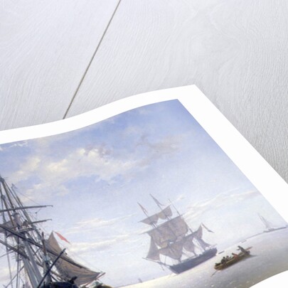 Ships in a Dutch Estuary, 19th century by W.A. van Deventer