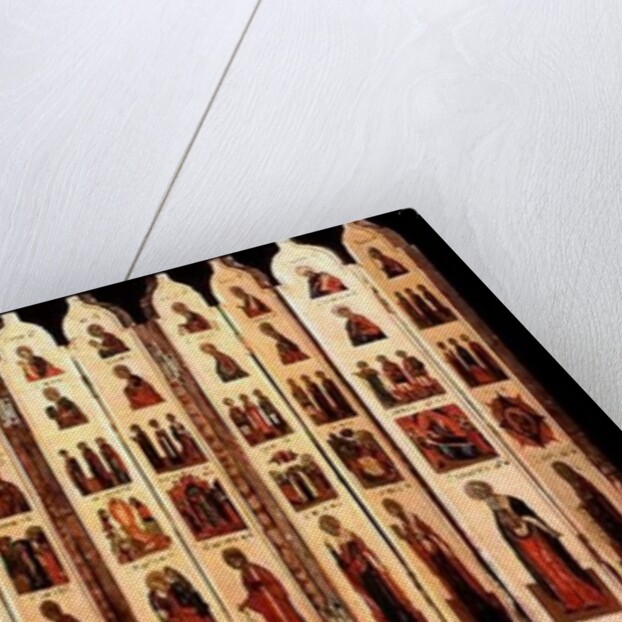 Fifteen-section icon screen with scenes from the Life of Christ and Saints, 16th century Russian by Anonymous