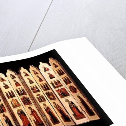 Fifteen-section icon screen with scenes from the Life of Christ and Saints, 16th century Russian by Anonymous