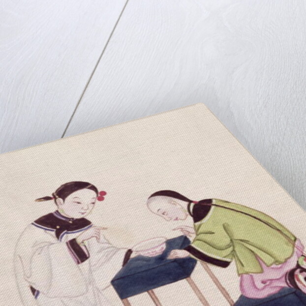 A Girl Looking for Luck into a Bowl of Water by School Chinese