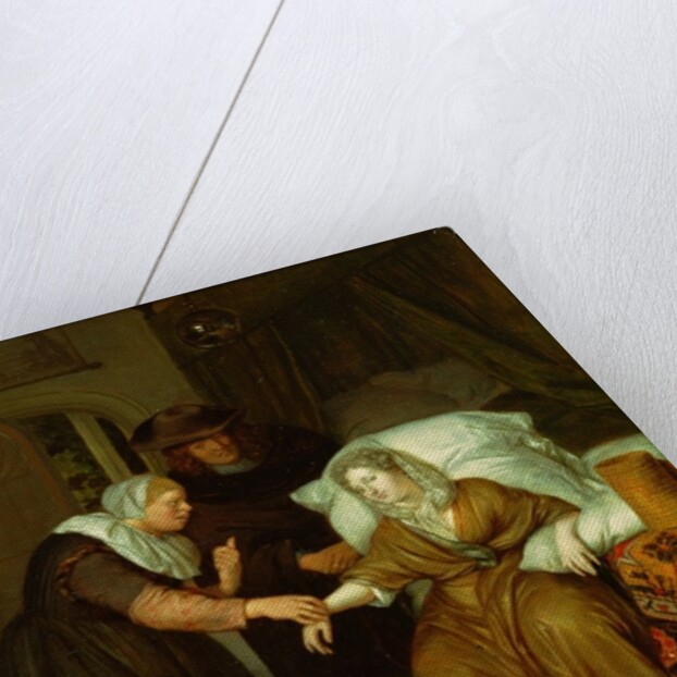 A Maid taking a lady's pulse by Richard Brackenburgh