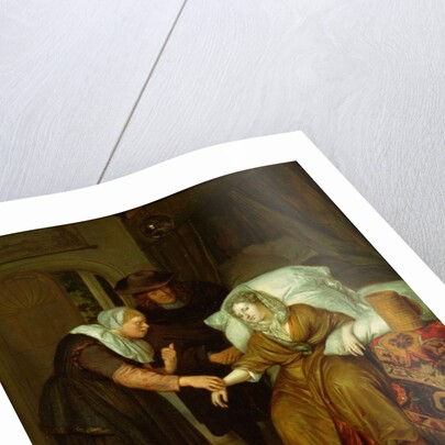 A Maid taking a lady's pulse by Richard Brackenburgh