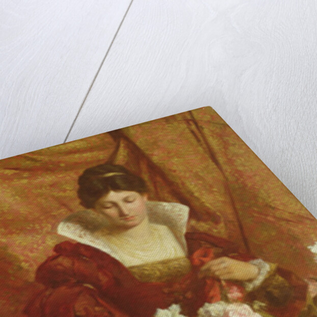 A Lady arranging flowers by Hubert von Herkomer