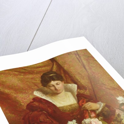 A Lady arranging flowers by Hubert von Herkomer