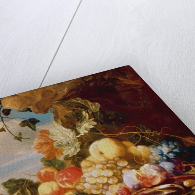 Still life with fruit and flowers by Arie de Vois