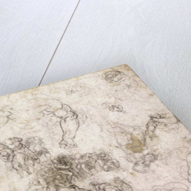 Study of figures for 'The Last Judgement' with artist's signature, 1536-41 by Michelangelo Buonarroti