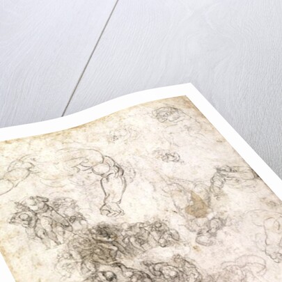 Study of figures for 'The Last Judgement' with artist's signature, 1536-41 by Michelangelo Buonarroti