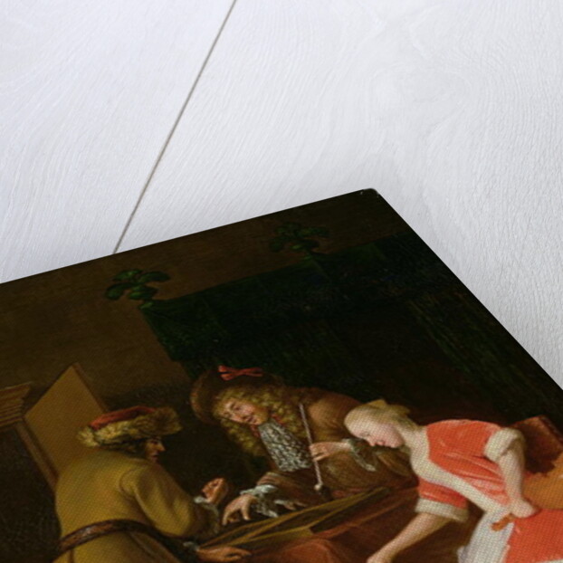 Tric-trac Players with a Lady and Her Dog by Jacob Ochtervelt