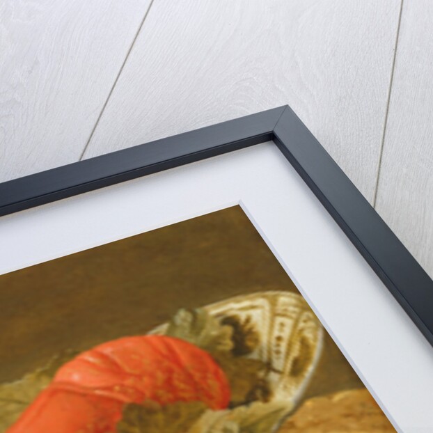 Still life with lobster, shrimp, roemer, oysters and bread by Christiaan Luykx or Luycks