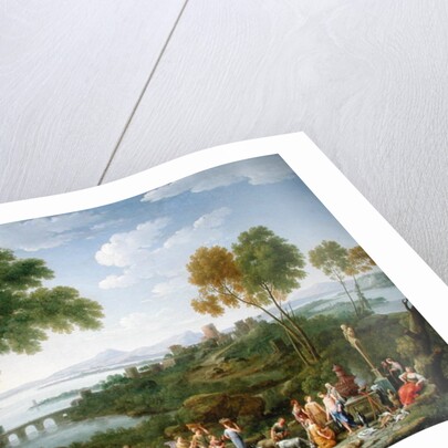 An Extensive Italianate Landscape with a Sacrifice, 1728 by Hendrik van Lint