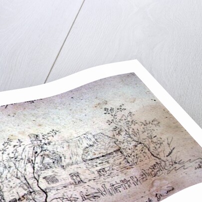 Cottage at East Bergholt, with a well by John Constable