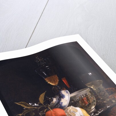 Still Life with Chinese Sugar Jar, Glass Goblet and Fruit by Willem Kalf