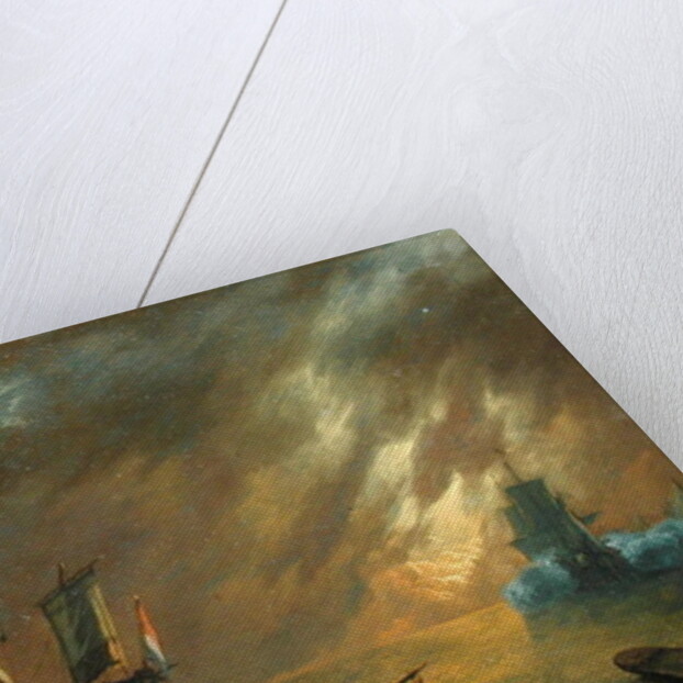 View of a Harbour at Sunset by Lieve Verschuier