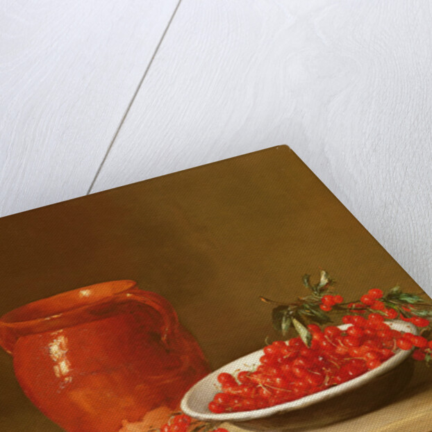 Still life of cherries in a bowl by Antoine Vollon