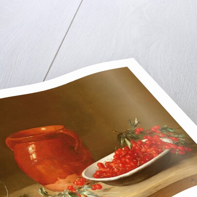 Still life of cherries in a bowl by Antoine Vollon