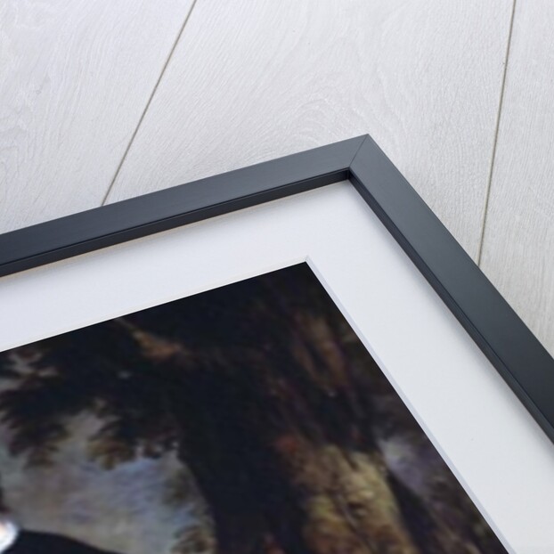 Young woman wearing a black riding habit and standing in a landscape by Francis Grant