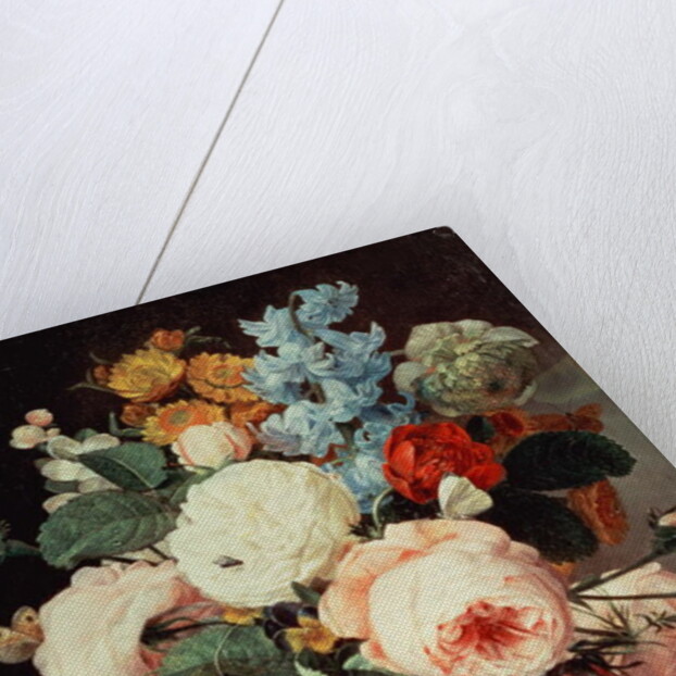 Vase of Flowers on a marble ledge by T.F. Ehaerts