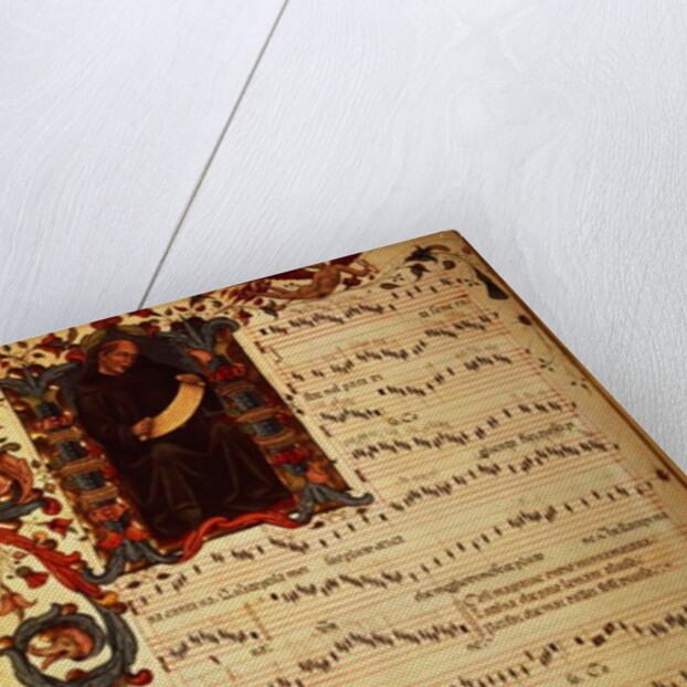 Ms Med. Pal. 87 Page of Musical Notation with historiated initial by Italian School