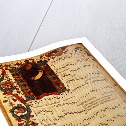 Ms Med. Pal. 87 Page of Musical Notation with historiated initial by Italian School