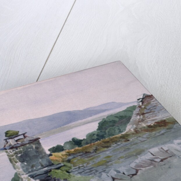 A hilly bay, seen from a wall over a roof, 19th century by John Absolon